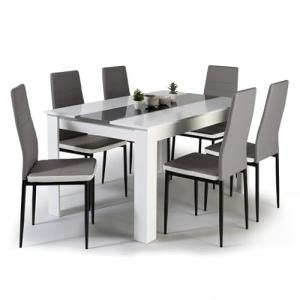 IDMarket – Conjunto de mesa de comedor Georgia, de 140 cm,…