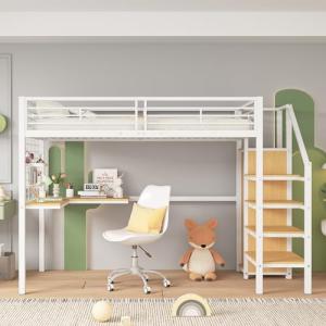 Moimhear Cama de hierro 90x200cm, litera, cama alta para ni…