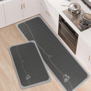 LY4U Alfombras de Cocina Antideslizantes y Lavables, 2 Jueg…