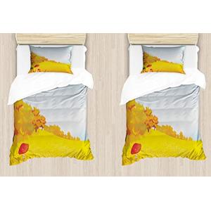 ABAKUHAUS Seta Funda Nórdica Juego de 2, Otoño Paisaje Prad…