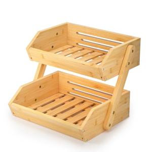 Calm Cozy Soporte de bambú para Cesta de Frutas, 2 Niveles…