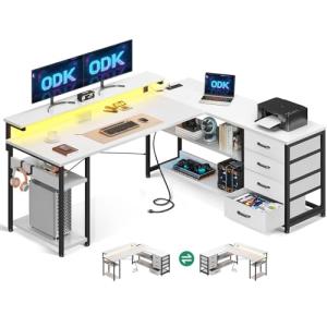 ODK Escritorio con Cajones, Escritorio Esquinero Reversible…
