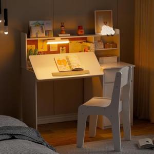 MSFE Escritorio Infantil con Silla de Madera, Conjunto de E…