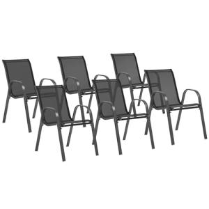 IDMarket - Juego de 6 sillas de jardín LYMA metal y textile…