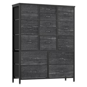 Cómoda de dormitorio, cómoda de tela con 15 cajones, gran e…