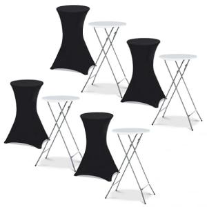 IDMarket – Juego de 4 mesas altas plegables 105 cm y 4 fund…