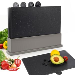 MASTERTOP Juego de 4 Tablas de Cortar en Plástico con Sopor…