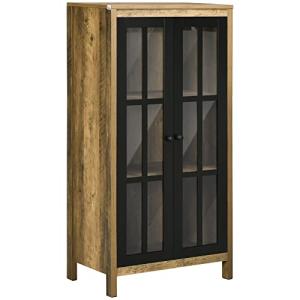 HOMCOM Aparador Moderno con 2 Puertas de Cristal y Madera,…