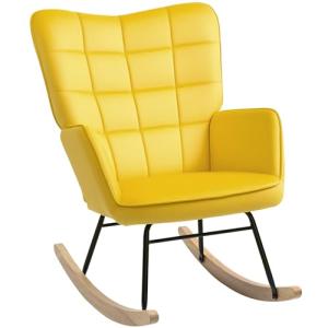 HOMCOM Sillón balancín, tapizado de Terciopelo, sillón de L…