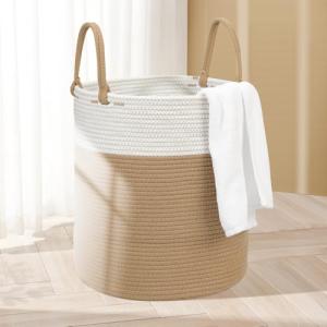 HDRNT - Cesta de lavandería trenzada de algodón, 50 l, con…