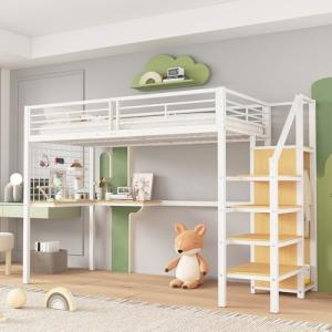 Moimhear Cama de hierro 90x200cm, litera, cama alta para ni…