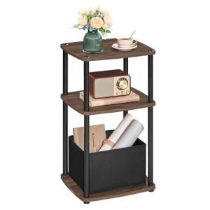 SONGMICS HOME Mesa Auxiliar, Mesita de Noche, 3 Estantes, C…