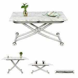 JEFFORDOUTLET Mesa Elevable y Extensible, Mesa de Centro Fu…