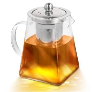Litinliv Tetera de Vidrio, 750ml Tetera Cuadrada de Vidrio…