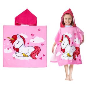 Uryxery Toalla Poncho con Capucha para Niños – Unicornio Ro…
