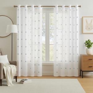 Deconovo Visillos para Ventanas Gasa Voile Efecto Lino Cort…