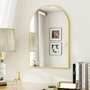 BEAUTYPEAK Espejo de pared arco con oro, 76 x 51 cm, marco…