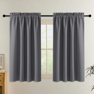 PONY DANCE Cortinas Opacas Cortas 2 Piezas, Curtains Blacko…