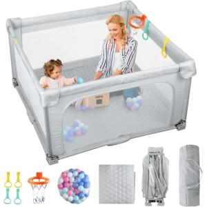 eSynic Corralito Bebé Portátil 127x127cm, Parque Infantil P…