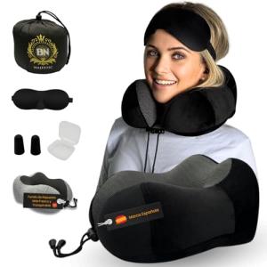 Almohada de Viaje Viscoelástica | Cojín Cervical Ergonómico…