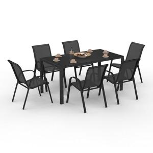 IDMarket - Salón de jardín Madrid Mesa 150 cms y 6 sillas a…