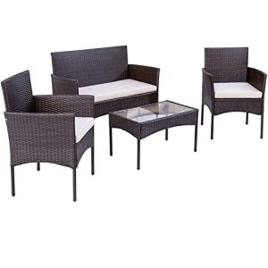 Juego de Muebles de Jardín de Ratán, 4 Piezas, Conjuntos de…