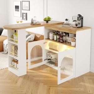 SogesHome Mesa de Bar Extensible Giratoria con Almacenamien…