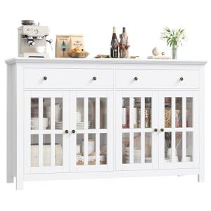 FirFurd 140cm Aparador Cocina, Vitrina Salón, con 2 Cajones…