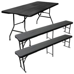 Mesa Plegable Multifuncional 180x74x74cm y set de 2 Bancos…
