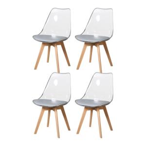 HJhomeheart Juego de 4 Sillas de Comedor Transparentes Mode…