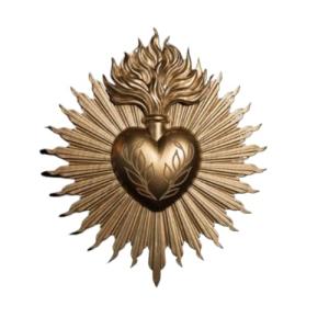 Arte de pared de corazón sagrado, escultura de pared de res…