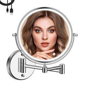 Recargable Espejo Maquillaje con Luz Aumento 1X / 10X, 8 Pu…