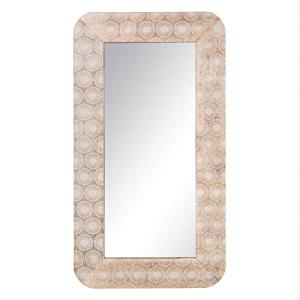 LOLAhome Espejo de Flores Rectangular de Madera de Mango Na…