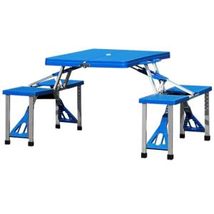 CASARIA® Mesa Camping Plegable Aluminio 4 Asientos Agujero…