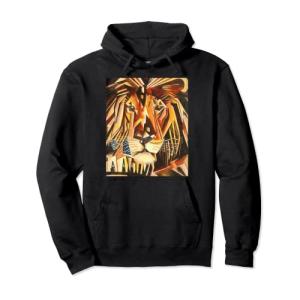 Pintura cubista moderna con cabeza de león Sudadera con Cap…