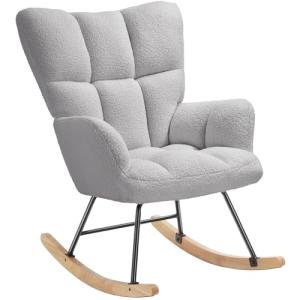 tectake® Mecedora Tapizada, Silla Mecedora de Bouclé, Butac…