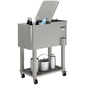 Outsunny Carro de Bebidas Refrigerado 56L Carro Nevera con…