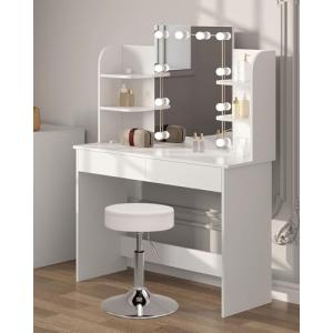 WOLTU Tocador con Espejo y Luz Regulable, Mesa de Maquillaj…