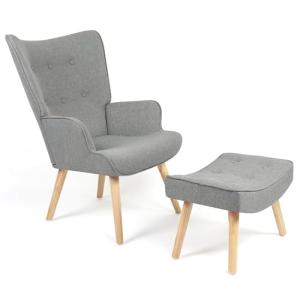 IDMarket Ivar - Sillón escandinavo con reposapiés gris clar…