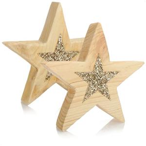com-four® 2X Estrella de Madera - Estrella Decorativa de Ma…