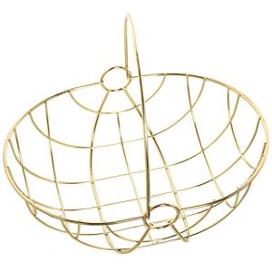 DRW Frutero Redondo con asa de Metal en Dorado 29x22x12/24,…