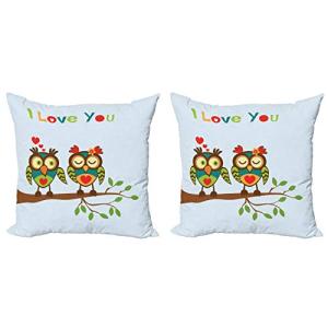 ABAKUHAUS Romántico Set de 2 Fundas para Cojín, Mensaje afe…