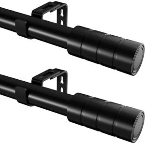 2 barras de cortina negras extensibles para cortinas con oj…