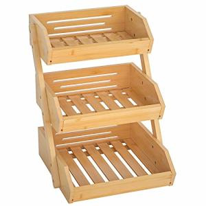 Soporte de bambú para Cesta de Frutas, 3 Niveles Estante pa…