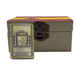 Mechero Recargable Dorado con Grabado del Escudo de España.…