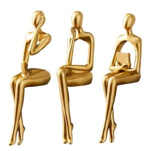 Ruiqas 3 Figuras de Resina Dorada Escultura Abstracta Moder…
