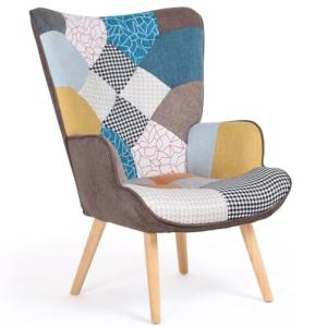 IDMarket - Sillón escandinavo Ivar en tejido Patchwork mult…