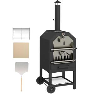 Outsunny Horno de pizza 2 en 1 para exteriores de 3 niveles…