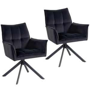 HOMCOM Juego de 2 Sillas de Comedor Giratorias 360°, Sillas…