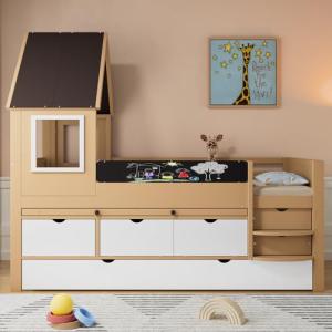 Seyakany Cama cabaña infantil 90 x 190 y 90 x 200 con escri…